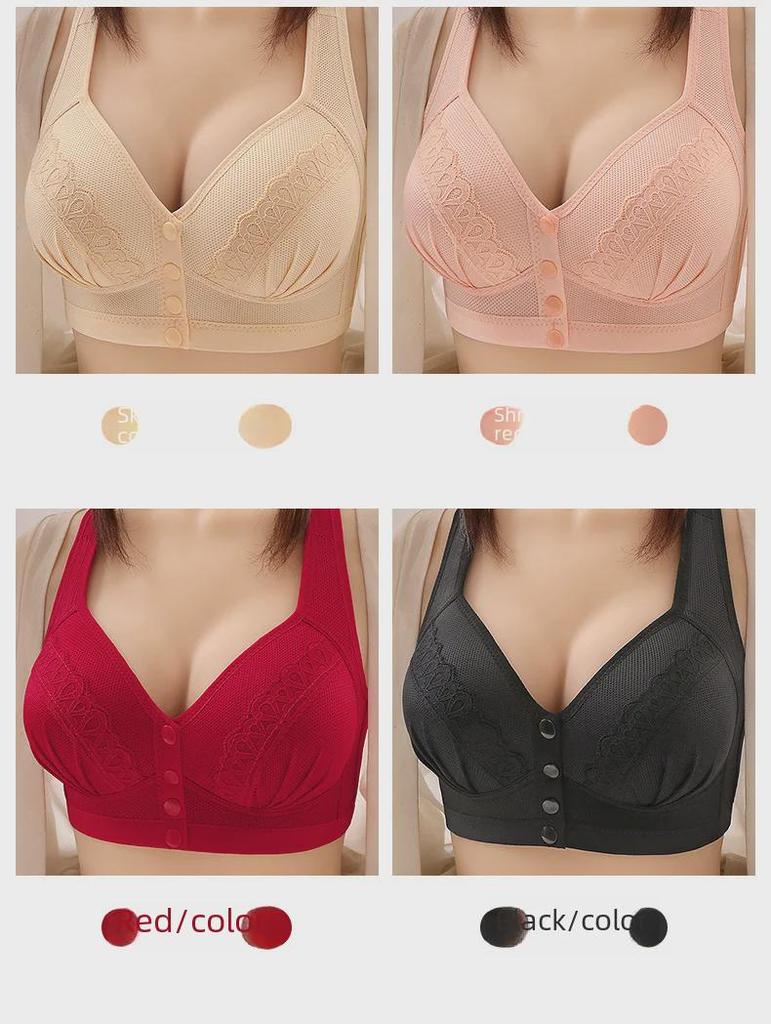 Бюстгальтер с увеличенным размером чашек, застежкой спереди, без стального кольца, в стиле жилета, тонкий дизайн для людей среднего и пожилого возраста.