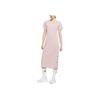 Mesh Button Comfortable Sports Casual Breathable Round Neck Short Sleeve Dress Women Dress Pink DM8879-222