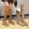 Vintage Western Boots Women's Winter Fleece Over Knee Boots Brown Boots Snow Boots Knight Boots Babes Long Tube