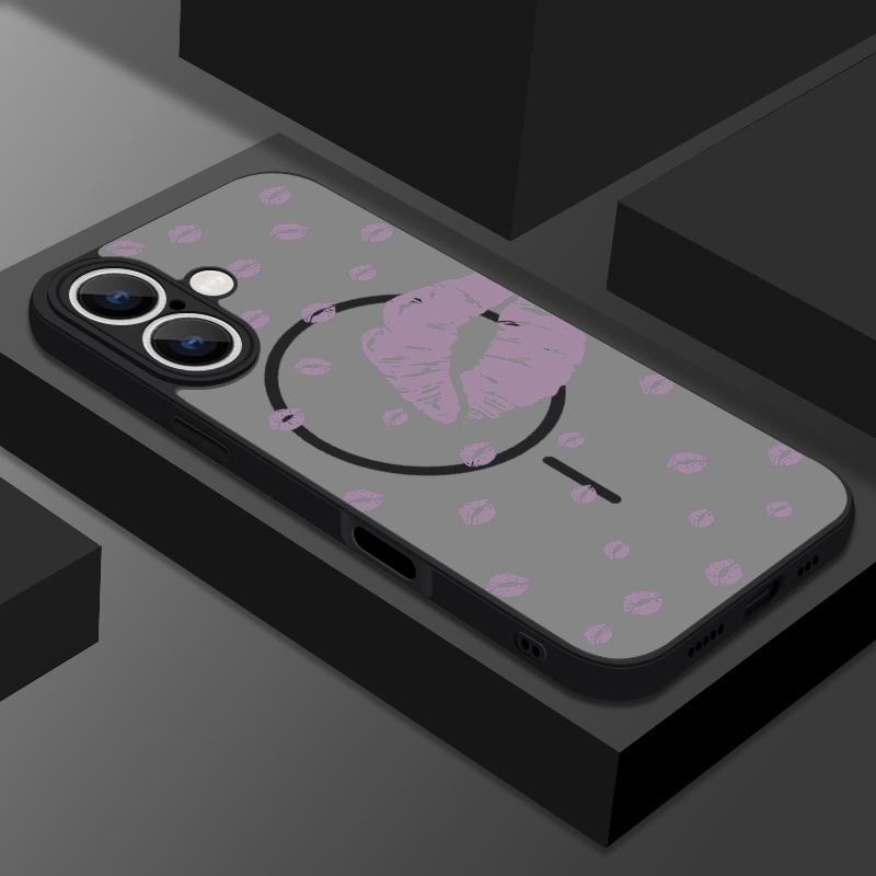 Прозрачный матовый чехол с рисунком губ для iPhone 16E 16 Pro Max 15 Pro 14 13, мягкий край, противоударный, для беспроводной зарядки Magsafe, магнитный чехол для телефона