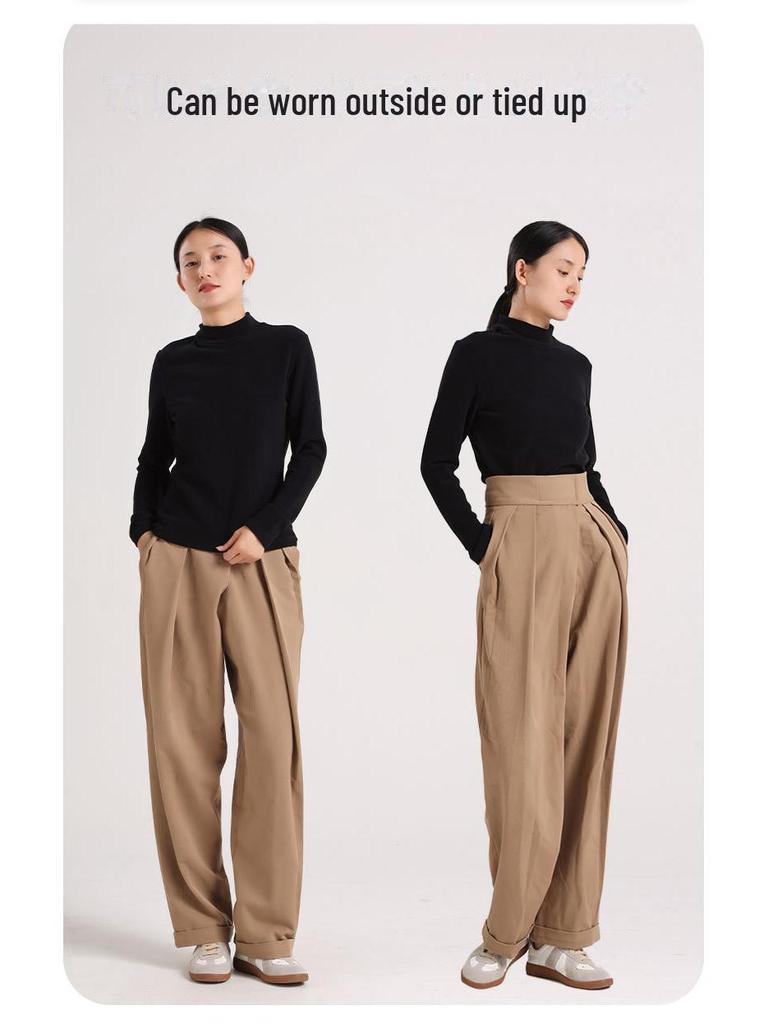 460G Женская бархатная теплая футболка с длинным рукавом и полувысоким воротником - Зима и осень