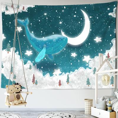 Гобелен Dream Whale Настенный гобелен Мультяшный Кавайный Хиппи Арт Тапиз Бохо Детская Комната Девочки Общежитие Домашний Декор