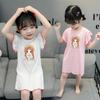 Girls Summer Ice Silk Short Sleeve Cartoon Nightgown Lightweight Pajama Dress for Toddlers and Kids