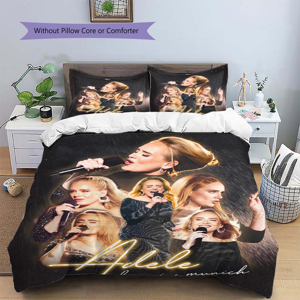 Adele Pattern Bedding Set Quilt Cover Pillowcase Home Decor Gift (1 * duvet cover + 2 * pillowcase, without core)