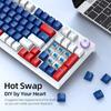 LEAVEN H96 3-Mode Volume Knob USB Type C Cable Wired Wireless BT Hot Swap RGB Gamer Gaming Mechanical Keyboard