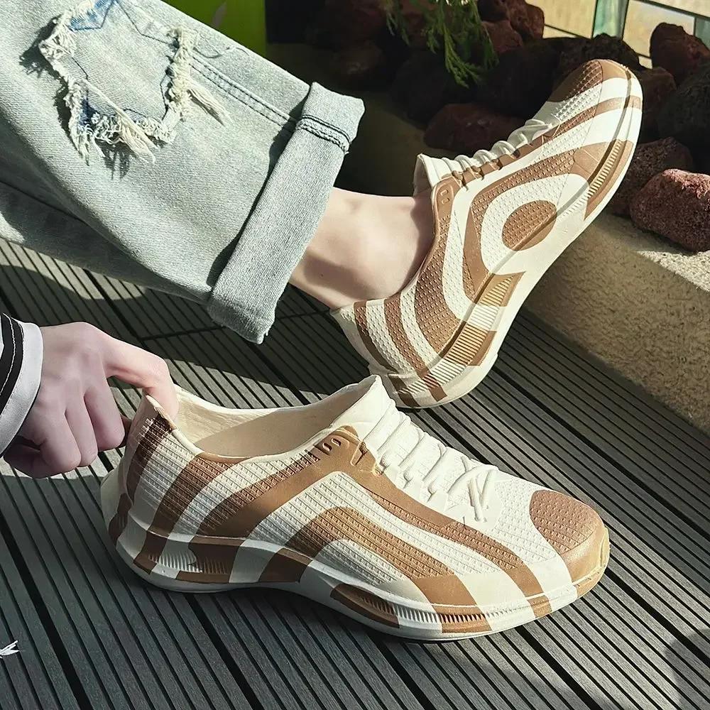 Модные короткие мужские туфли Низкие ПВХ дождевые ботинки для мужчин Кулинарные до щиколотки Летние Повар Кухня Без шнуровки Лоферы на низком каблуке В наличии Широкий носок