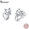 Cat Collection 925 Sterling Silver Sticky Cat Animal Small Stud Earrings for Women Fashion
