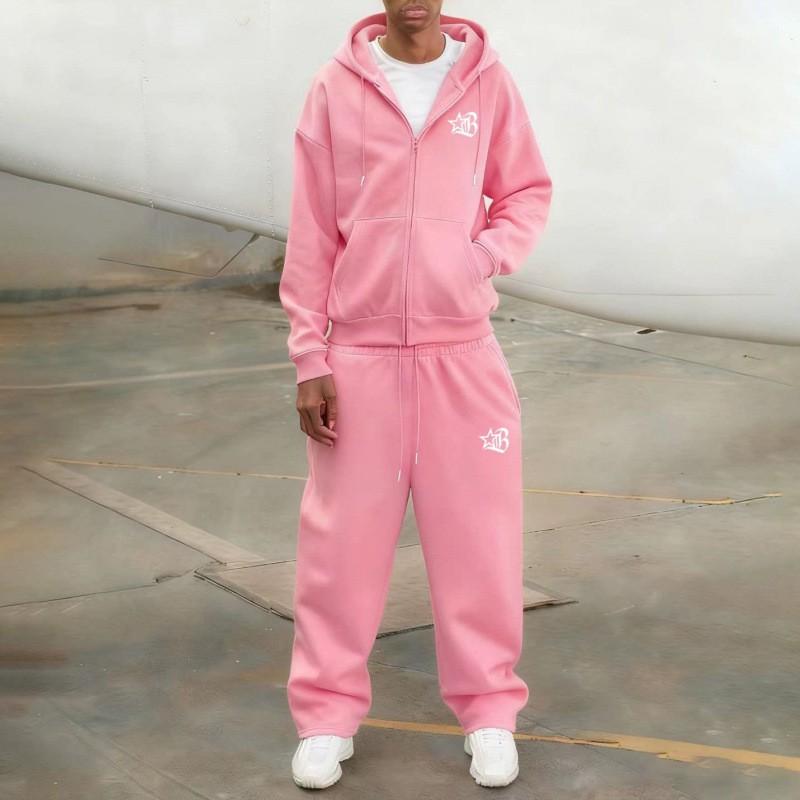High Street Hip Hop Y2K Tracksuit Set Zip-Up Hooded Sweatshirt Jogger Pants Men Women Teens
