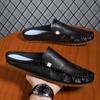 Leather Half Shoes for Men Backless Loafers Slippers Mules Men Casual Shoes Outdoor Man Slides Men's Flats Non-slip Lazy Shoes