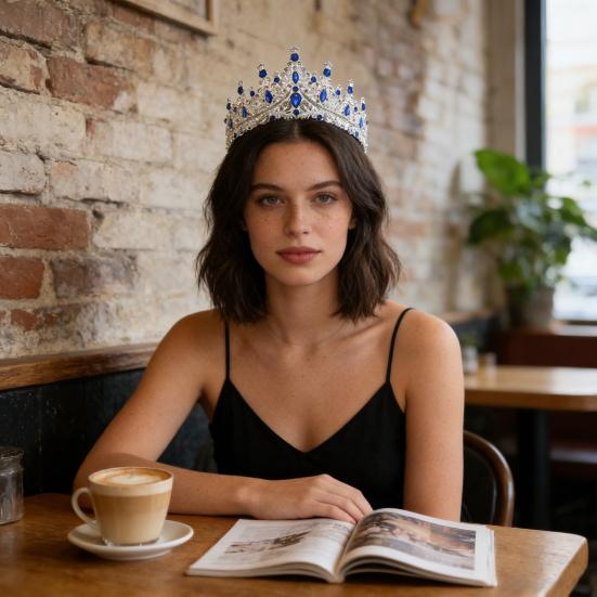 Женская Корона Искрящиеся Стразы Инкрустированная Свадебная Диадема Надежная Фиксация Легкая Корона Принцессы с Изогнутыми Концами Шпильки Аксессуары для Волос