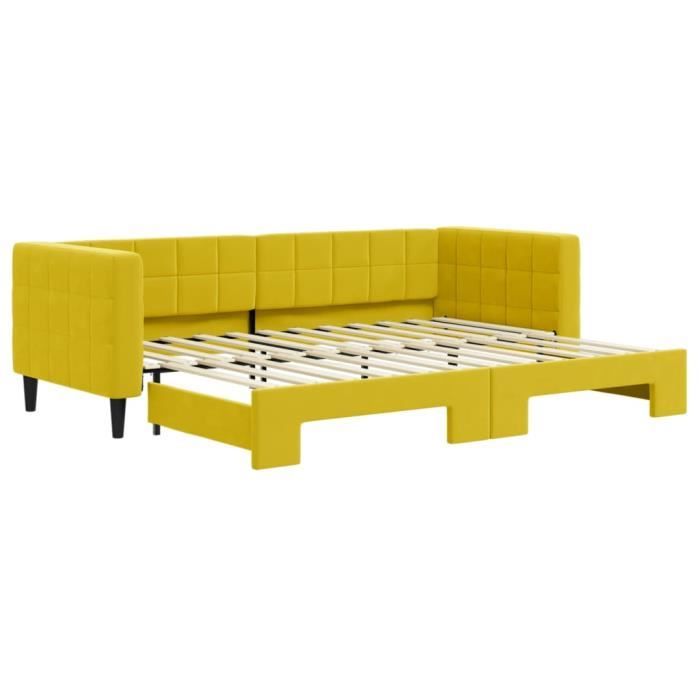 VidaXL Daybed with Trundle Bed Yellow 80x200 Cm Velvet 3196689