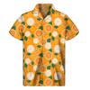 Orange Pitaya 3D Print Fruit Graphic Men Shirt Hawaiian Shirts Tops Beach Short Sleeve Button Lapel Blouse