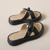 Stepping on shit slippers women's models 2025 summer new models wear versatile thick-bottomed bows with skirts one-word sandals tide