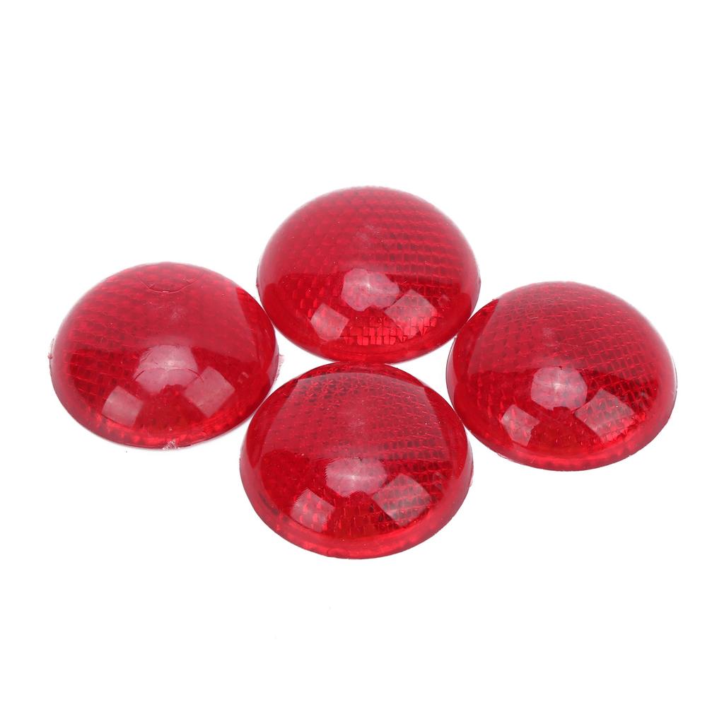 4PCS Red Reflector Round 3Dimensional ABS Decoration Protection Decal for Automobile Motorcycle