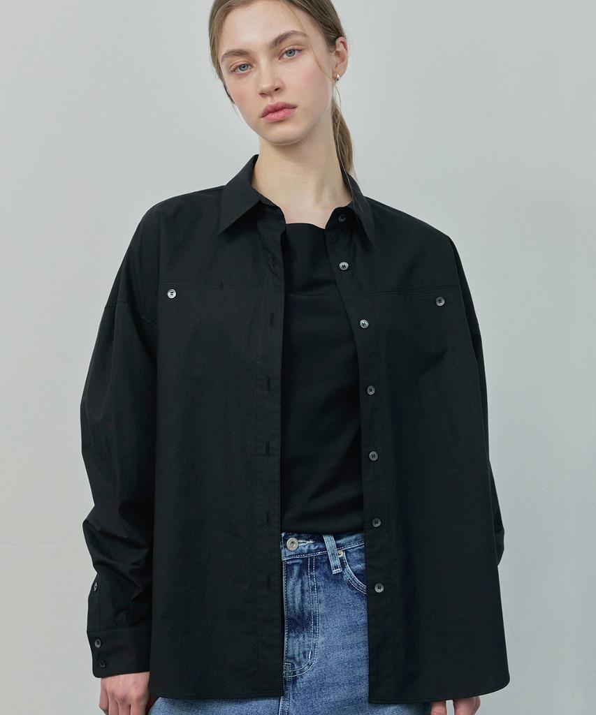 IHR Button Oversized Shirt / Black