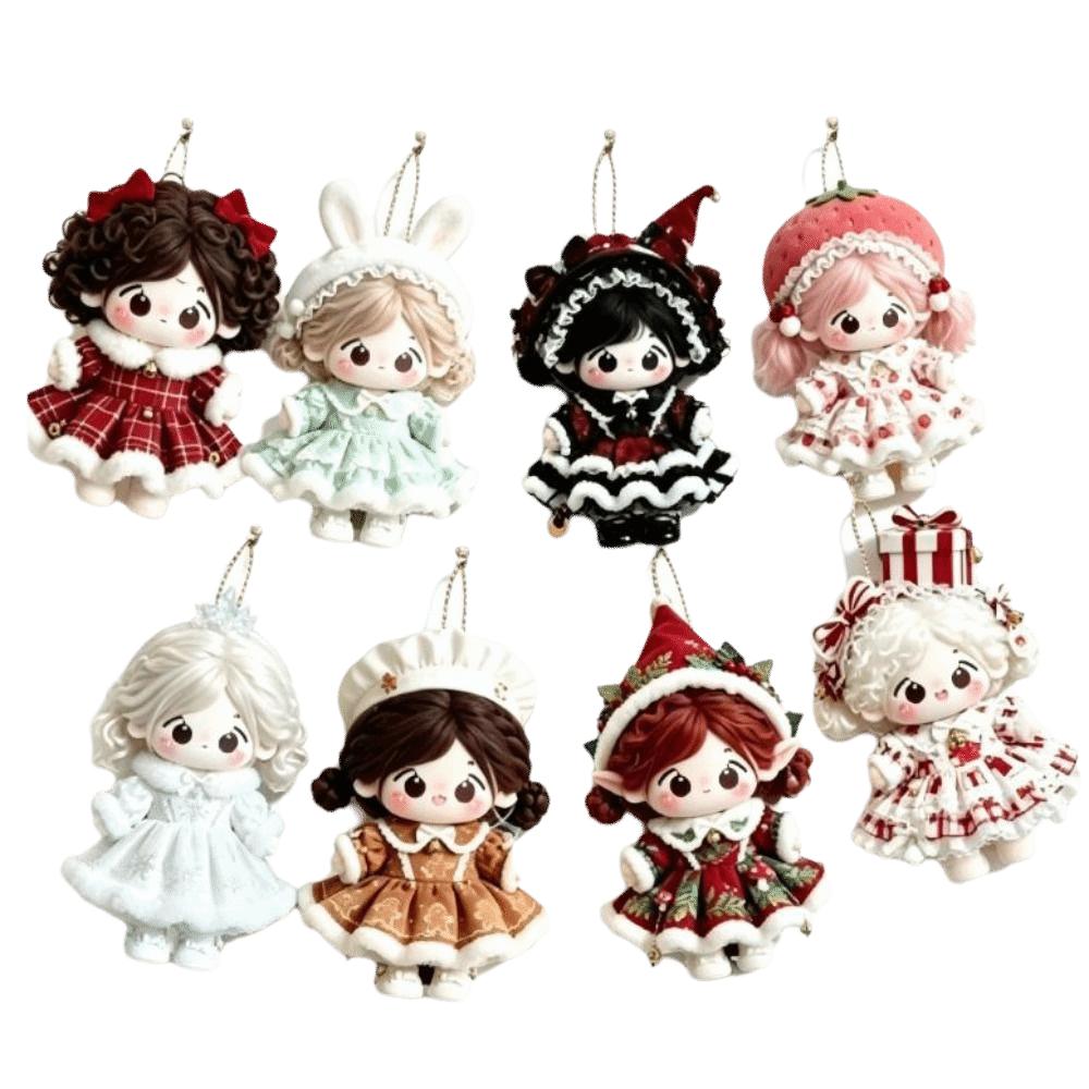 8/10/12pcs Santa Claus Christmas Tree Ornaments 2D Flat Xmas Decoration Holiday Party