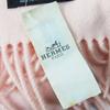 Very Good HERMES shawl Extra large with embroidered logo pink cashmere Women Used