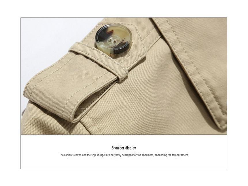 Men's Autumn Casual Washed Mid-Length Windbreaker Jacket