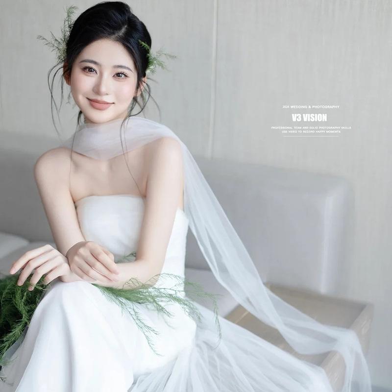 Шелковая свадебная фата и шарф для фотосессии невесты