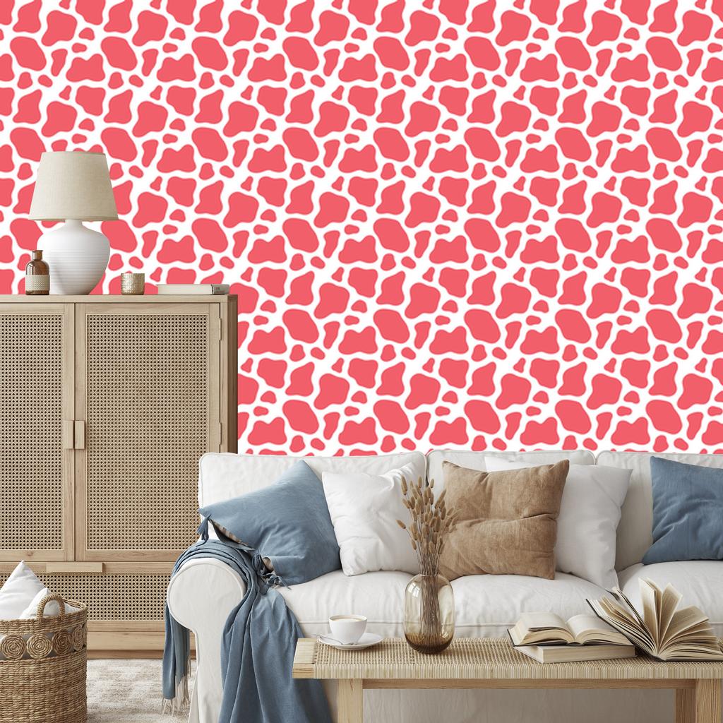 Wallpaper Cow Patches Coral, Subtle Detail for Living Room and Bedroom 50x1000