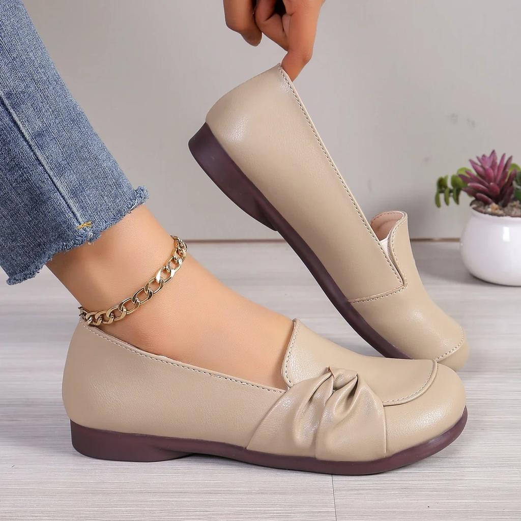 Fashion New Summer Women Flat Shoes Comfort Non-slip Soft Oxford Solid Color Mom's Shoes New Fashion Leather Flat Footwear