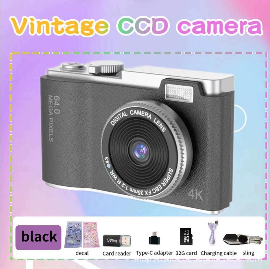 Ретро 4K CCD Детская цифровая фотокамера - Портативная игрушка и подарок для кампуса