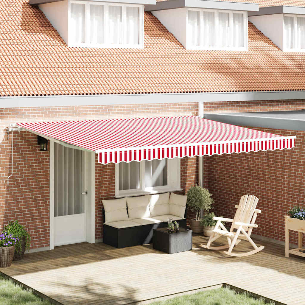 Retractable Awning Red and White 450 x 300 cm