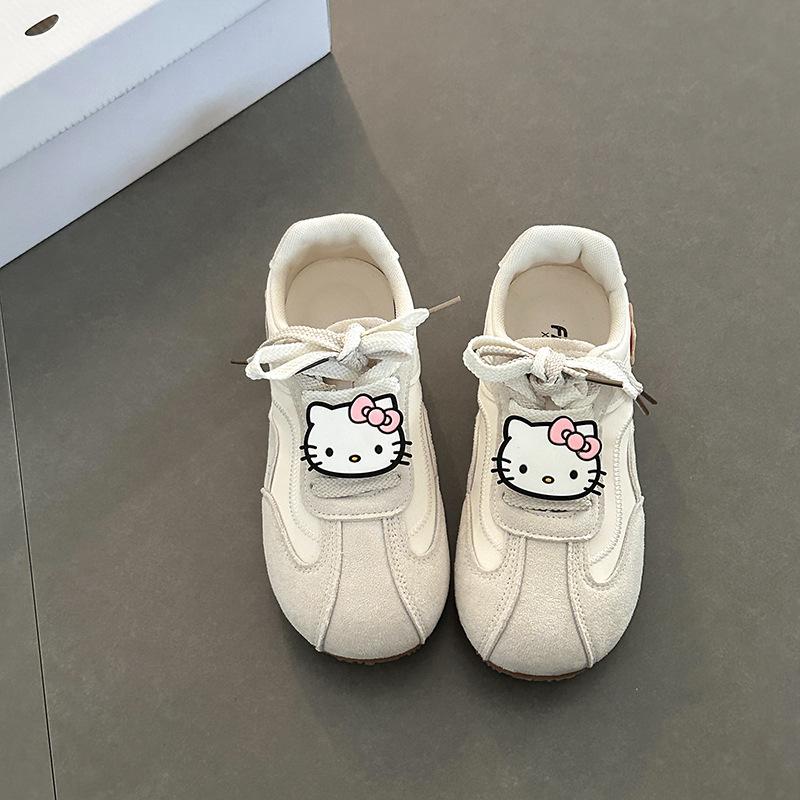 Милые кроссовки Hello Kitty с мультяшным рисунком, спортивные тренировочные кроссовки для осени и зимы, ретро, ​​универсальные, простые, для поездок на работу, повседневные кроссовки для девочек, одна пара обуви.