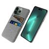 Dual Card Holder Phone Case for iPhone 15 Pro Max Hard PC+Cloth Anti-scratch Phone Cover