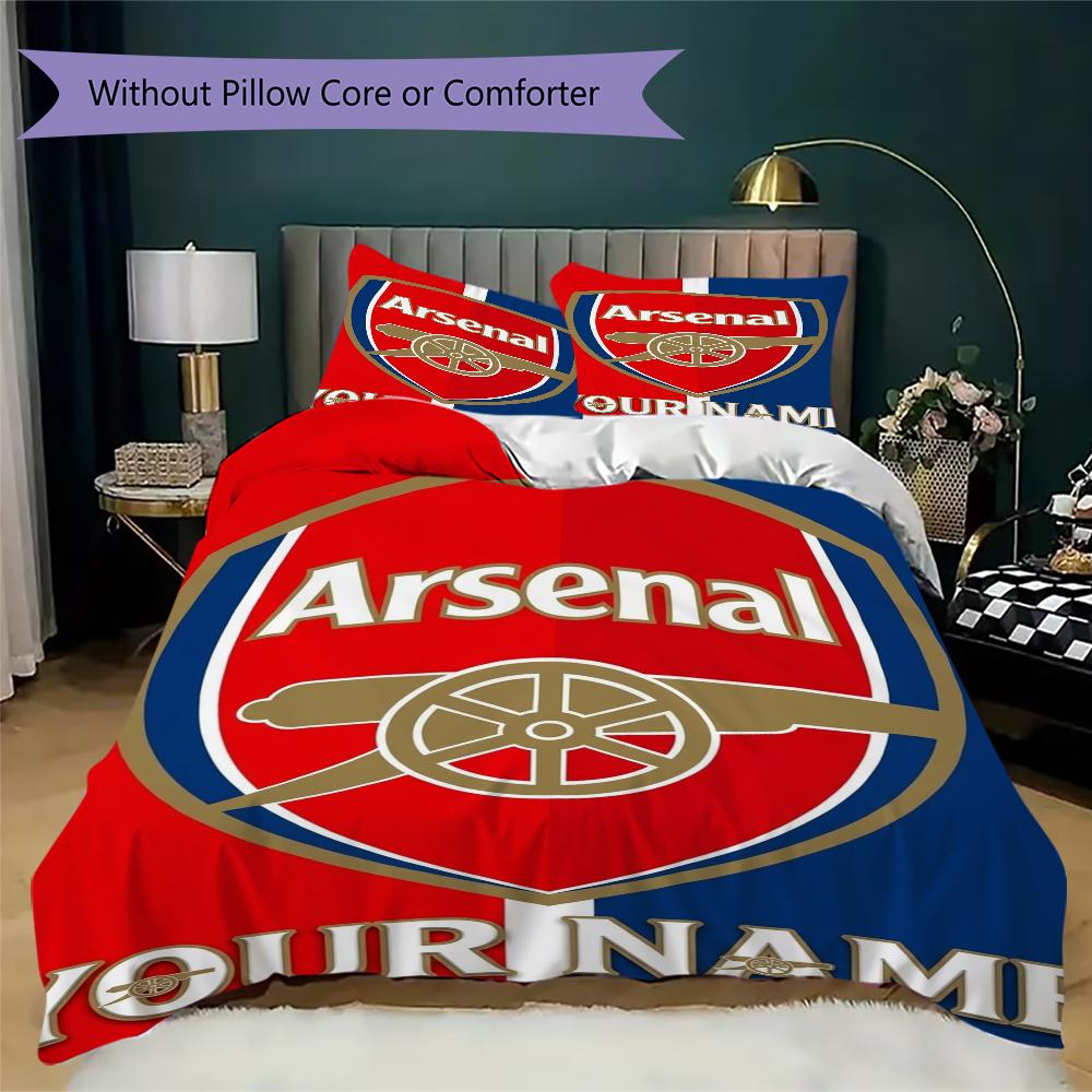 Custom Name Arsenal Pattern Bedding uilt Set uilt Cover Pillowcase Home Decoration Birthday Gift (1*duvet cover+2*pillowcase without core)