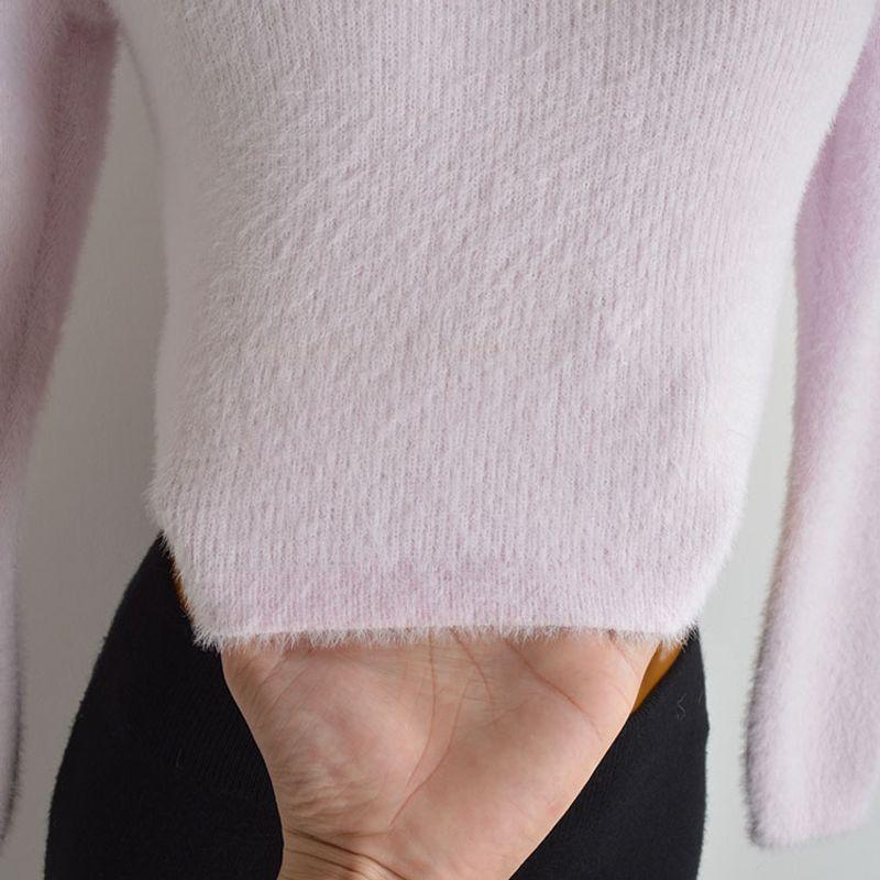Style New Arrival Anti-Mink Velvet Lapel Pullover Knitwear Sweaters Women's Clothing Fall and Winter Fashion Short Soft Glutinous Long Sleeves Tops