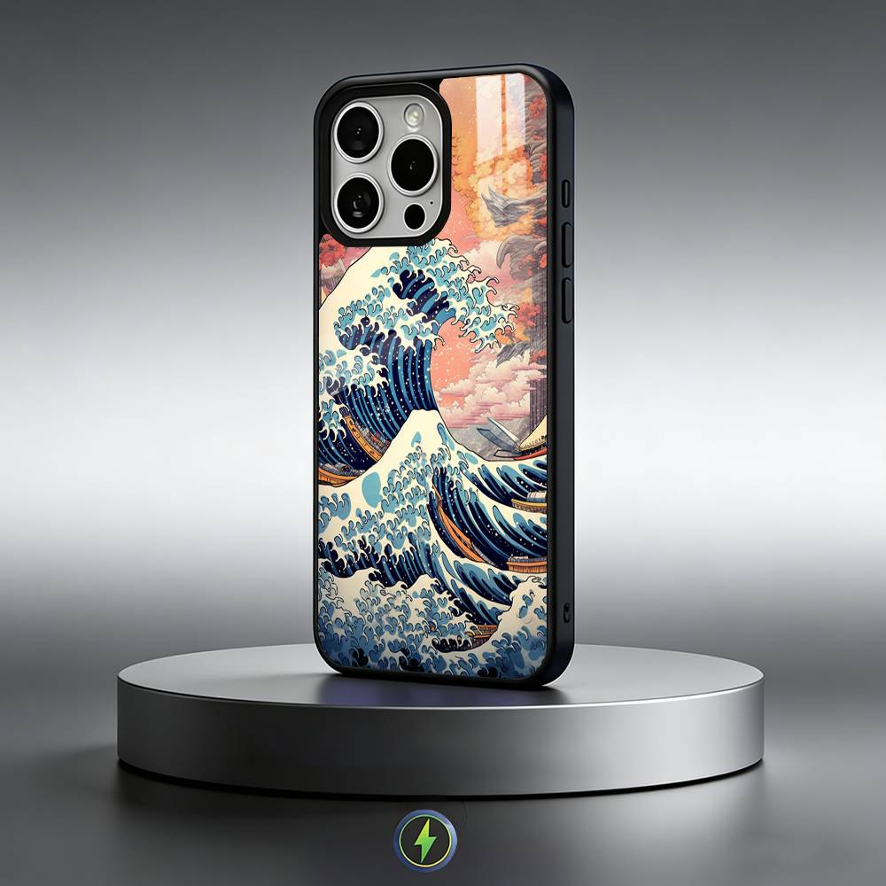 Японская Укиё-э Морские Волны Чехол для Телефона Для iPhone17,16,15,14,13,12,11 Plus,Pro Max Магнитный Для Magsafe Беспроводная Зарядка