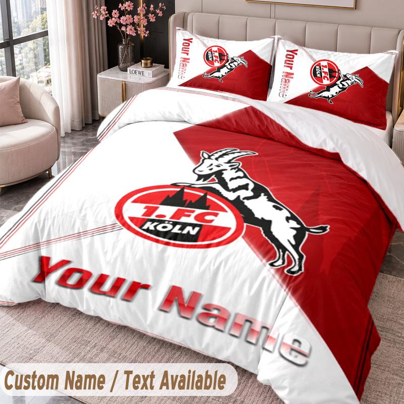 FC Köln Printed Bedding Set Custom Name Text 1 Duvet Cover 2 Pillowcases For Bedroom