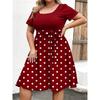 Женское модное и трендовое платье с круглым вырезом и короткими рукавами на талии с принтом размера плюс