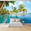 3D настенные обои современный креативный вид на бассейн с кокосовыми пальмами природный пейзаж фото обои гостиная спальня домашний декор фреска