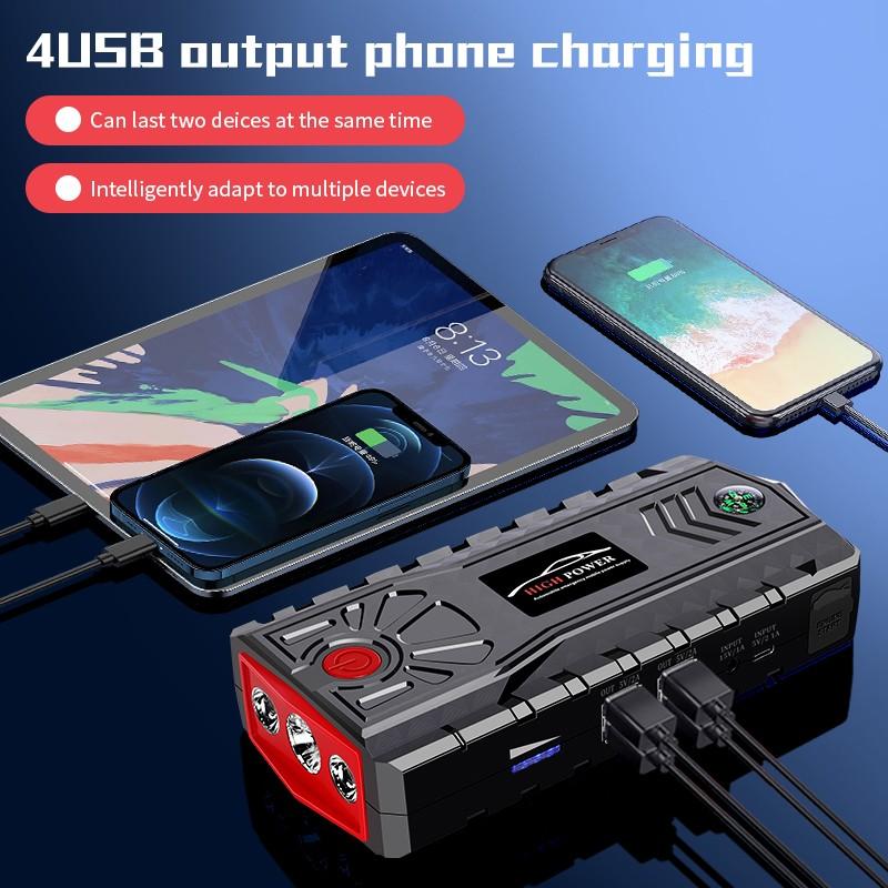 Автомобильный стартер 1200А, портативное зарядное устройство, автомобильный усилитель, источник аварийного запуска, 12 В, устройство автоматического запуска, аварийный автомобильный аккумулятор, стартер