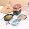 Portable Double Layer Lunch Box with Tableware for Office Workers Students Microwave Oven Bento Box Leakproof Food Container