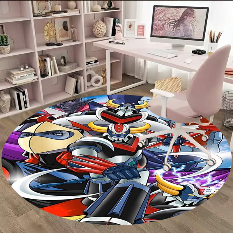 1pc UFO Robot Grendizer3 Print Round Carpet Chair Round Carpet Suitable for Bedroom Living Room Home Decorative Carpet