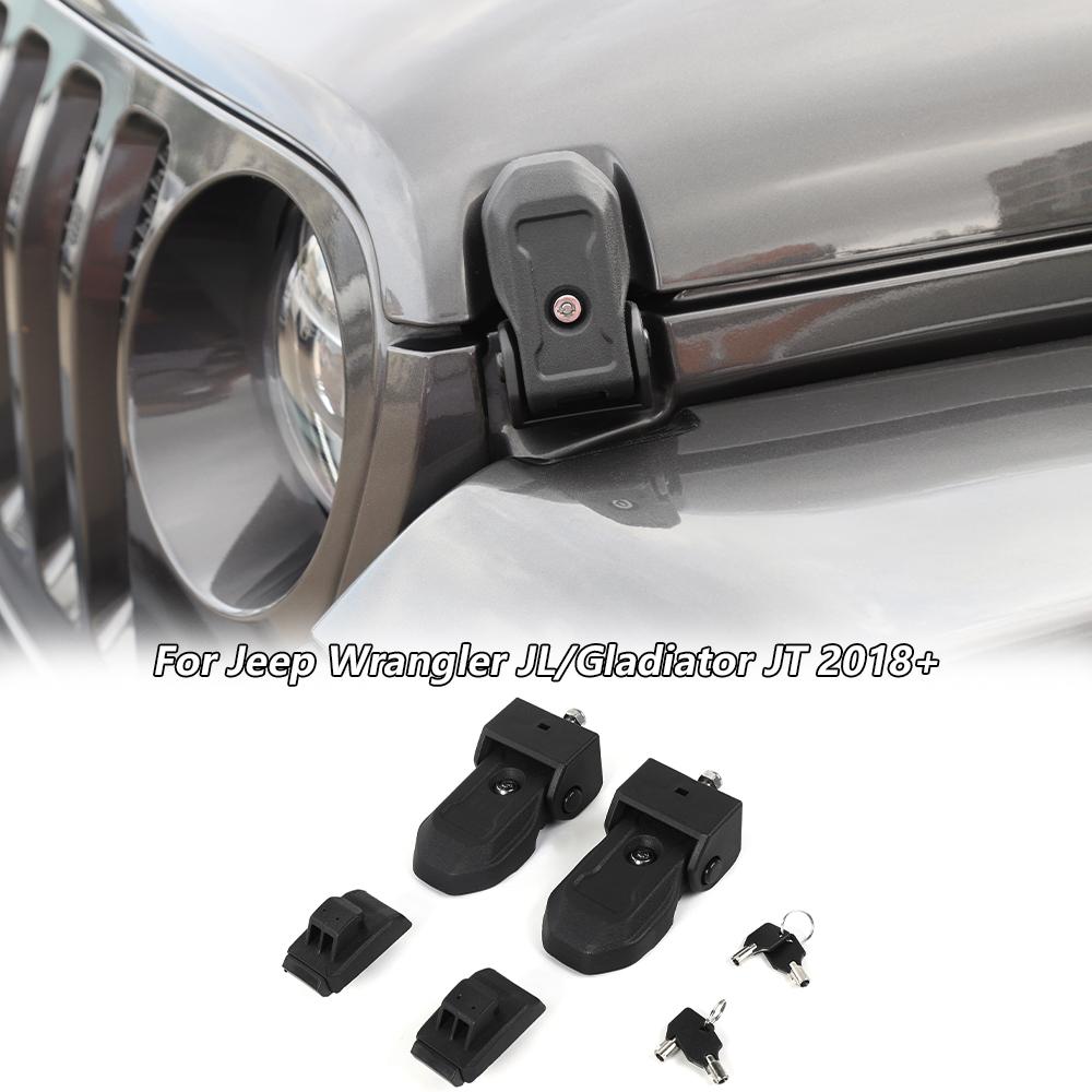 Car Hood Latches with Lock Hood Catch Kit for Jeep Wrangler JL & Gladiator JT 2018 Up Exterior Accessories