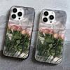 Розовый чехол с розой для iPhone 16 Pro Max 15 14 13 12 11 XS X XR 7 8 Plus Защитный чехол 16 15 14 Plus 13 12 11 Чехол Funda