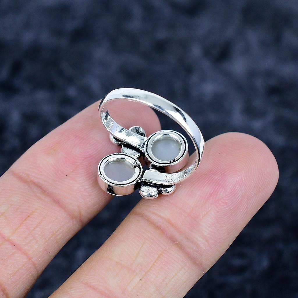 Rainbow Moonstone Gemstone Handmade 925 Sterling Silver Jewelry Ring Size 9 MM-3436