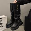 Vintage Women Knee High Boots Autumn Winter Ladies Causal Thick Heel Knight Long Botas Zapatos De Mujer