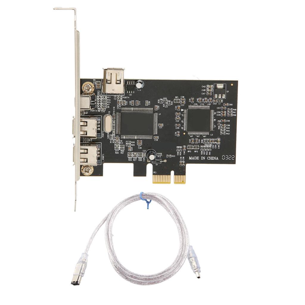 PCIE X1 To IEEE 1394A Riser Card Adapter Full Duplex Channel 3 External 1394A Ports Firewire Riser