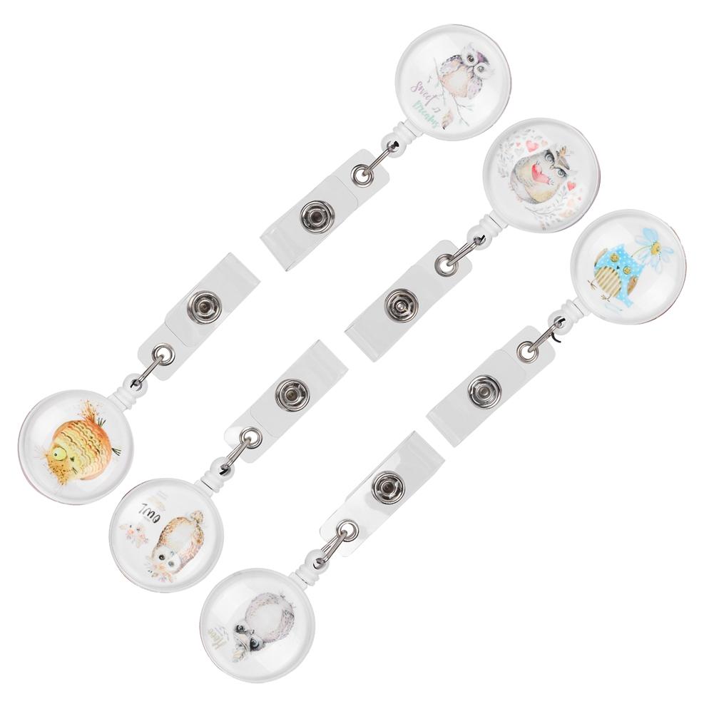 6pcs Retractable Badge Holder Cute Animal Pattern 360 Degrees Degree Rotating Clip for ID Name Tag Card