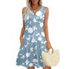 Womens Summer Dresses Loose V Neck Sleeveless Sundresses Dress With Pockets