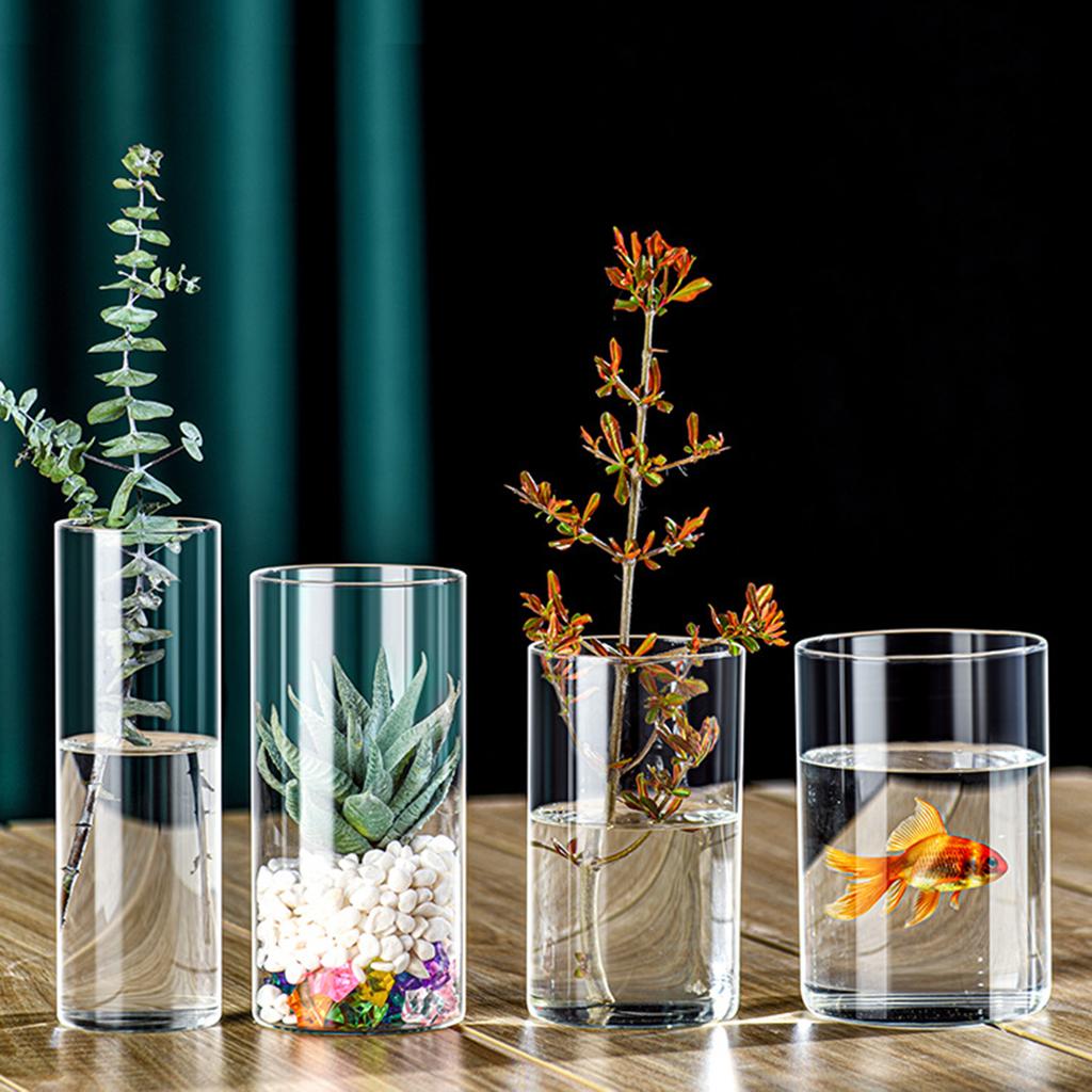 Modern Clear Glass Flower Vase Glass Cylinder Vase Floral Container Flower Vase Elegant Table Centerpiece Decoration