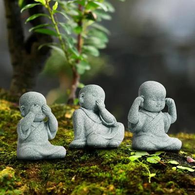 Творческий маленький монах-новичок, украшение из смолы, фигурка дзен, поделки, садовый ландшафт, антикварная резьба по камню, статуя Будды, украшение