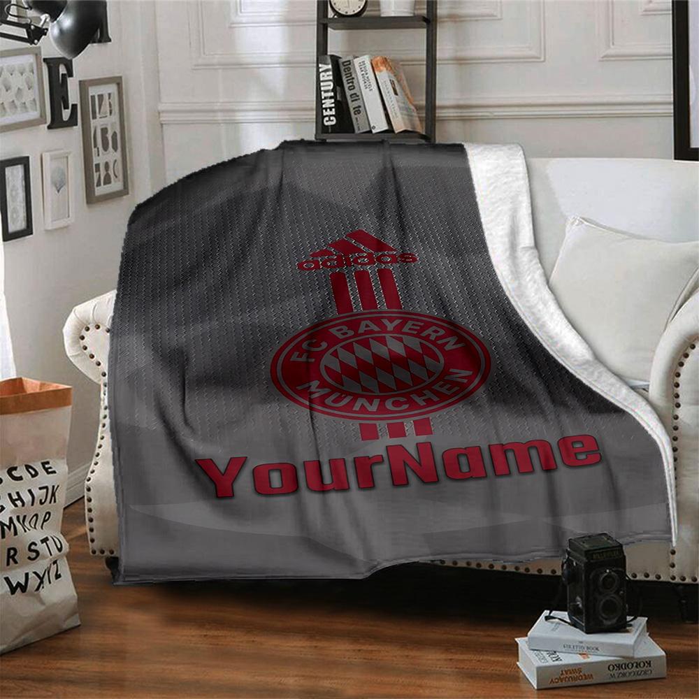 Bayern Munich Customize Text Blanket Throw Customizable Blanket Warmthful Decor Perfect for Bed Seaside Office Chair Couch Four Seasons Multipurpose