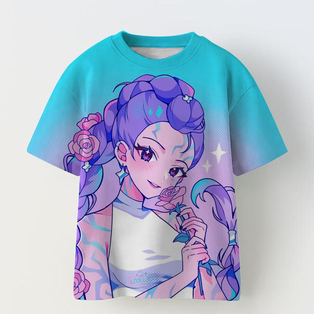 Детская футболка с 3D-принтом Kpop Demon Hunter, футболка с короткими рукавами, повседневная модная летняя женская аниме-одежда