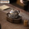 120ml Handamde Old Rock Mud Teapot Vintage Gilded Iron Glazed Pot Tea Maker Kettle with Ball Hole Oolong Tea Drinkware Craft